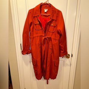 Dick & Jayne Los Angeles Red Zip Up Trench Coat Size XL